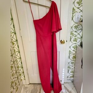 Elegant One-Shoulder Pink Dress